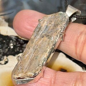 Silver Sheen Blue Kyanite Pendant 1 7/8”